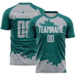 Maglia da calcio personalizzata con sublimazione, frammento di uniforme grigio-bianca, arte astratta
